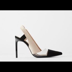 Zara two toned,sling back heels 🖤